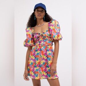 For Love & Lemons Merrill Puff Sleeve Mini Dress